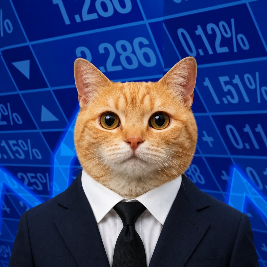 NASCAT — a cat in a suit in front of a stock board